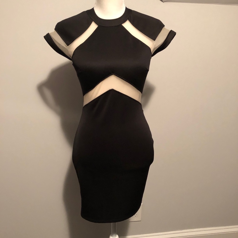 Black Mesh Mini Dress